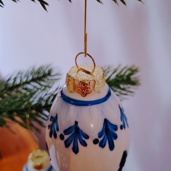Set of 2 - Blue porcelain Christmas cone - Picture 3 of 4
